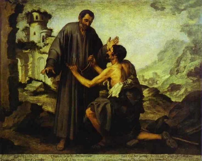 Bartolomé Esteban Murillo - 252, Fratello Juniper e il mendicante, Musée des Beaux, Arts de Dole, Dole